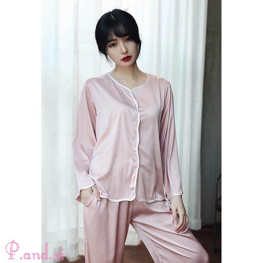 上下セット パジャマ レディース ルームウェア 長袖 前開き シャツ 2点セット 部屋着 着心地良い 無地 セックス セットアップ 上下 パンツ 