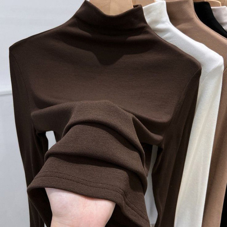 Ｔシャツ レディース 長袖 ハイネック 秋冬 秋 裏起毛 ベージュ トップス ストレッチ 冬 モックネック 黒 暖かい ブラウン 白 厚手 あったか 