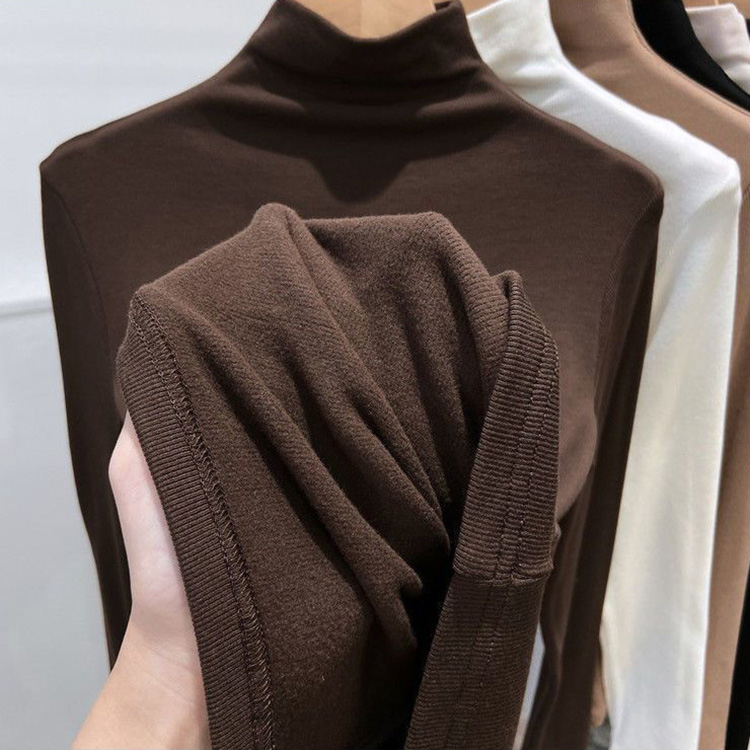 Ｔシャツ レディース 長袖 ハイネック 秋冬 秋 裏起毛 ベージュ トップス ストレッチ 冬 モックネック 黒 暖かい ブラウン 白 厚手 あったか 