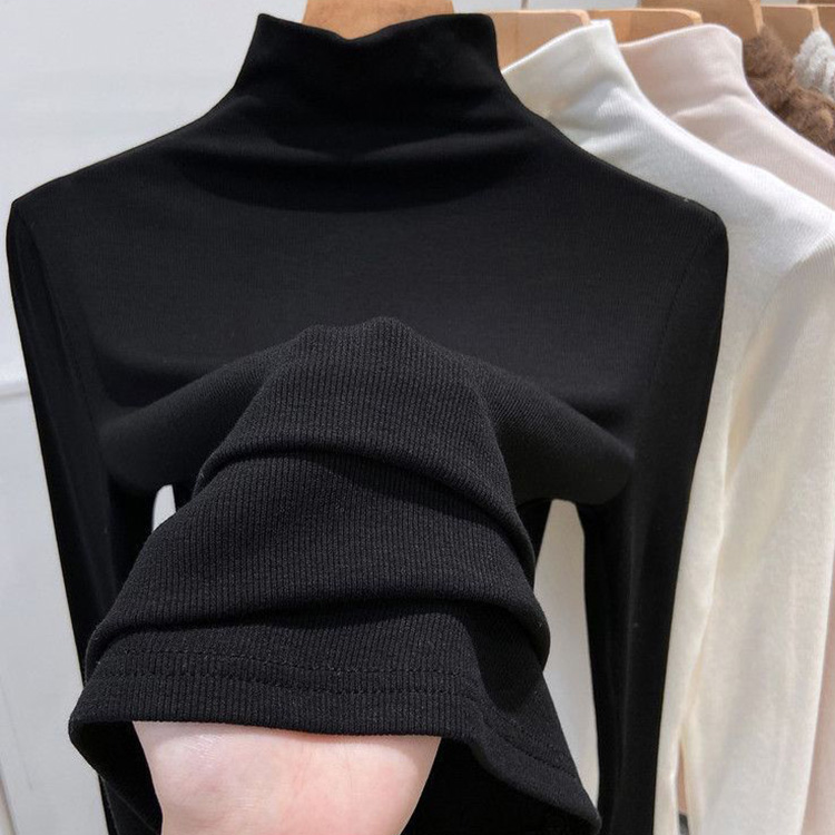 Ｔシャツ レディース 長袖 ハイネック 秋冬 秋 裏起毛 ベージュ トップス ストレッチ 冬 モックネック 黒 暖かい ブラウン 白 厚手 あったか 