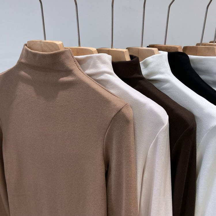 Ｔシャツ レディース 長袖 ハイネック 秋冬 秋 裏起毛 ベージュ トップス ストレッチ 冬 モックネック 黒 暖かい ブラウン 白 厚手 あったか 