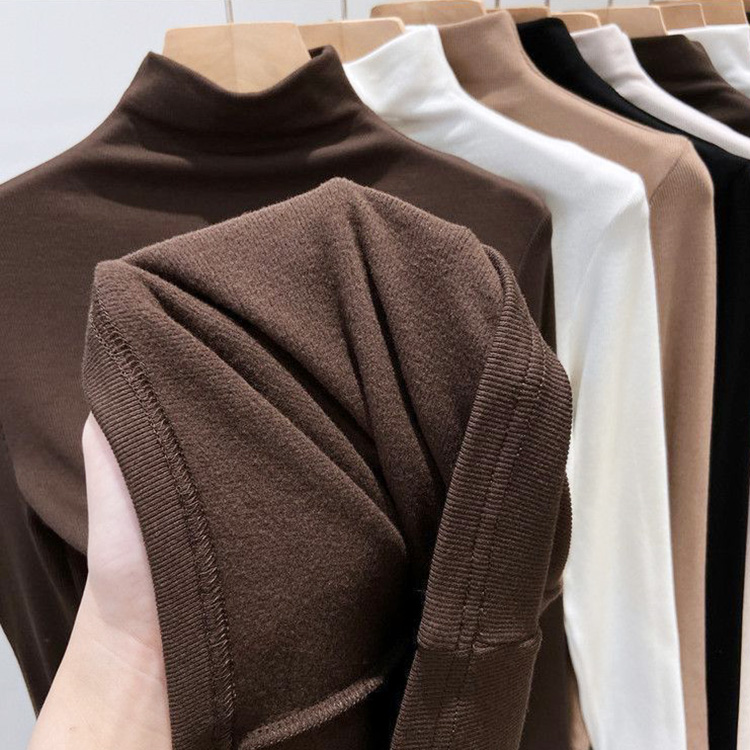 Ｔシャツ レディース 長袖 ハイネック 秋冬 秋 裏起毛 ベージュ トップス ストレッチ 冬 モックネック 黒 暖かい ブラウン 白 厚手 あったか 