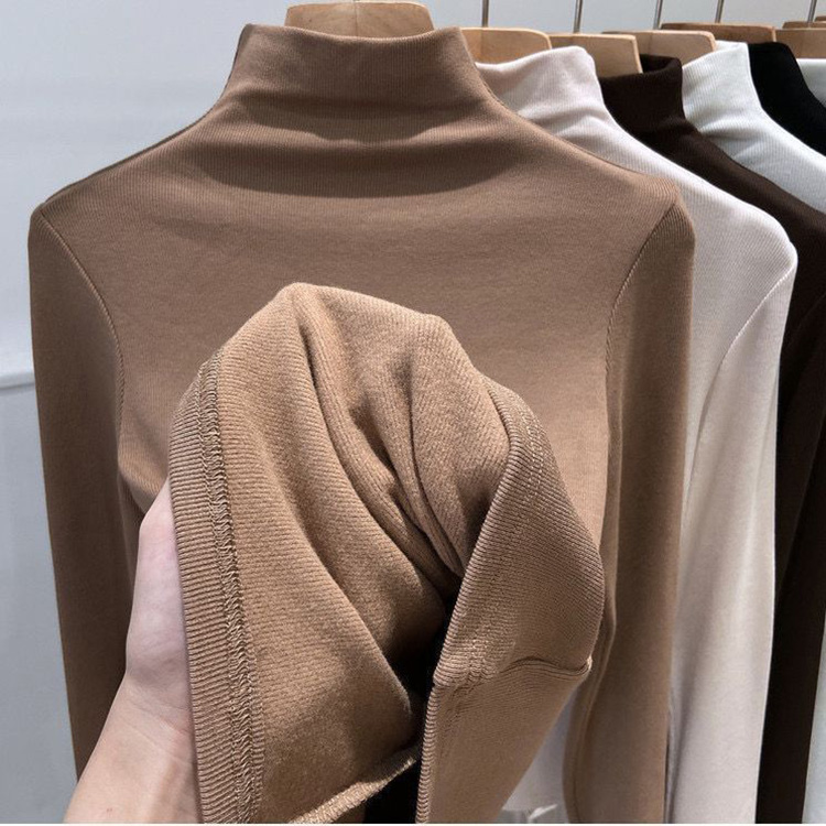 Ｔシャツ レディース 長袖 ハイネック 秋冬 秋 裏起毛 ベージュ トップス ストレッチ 冬 モックネック 黒 暖かい ブラウン 白 厚手 あったか 