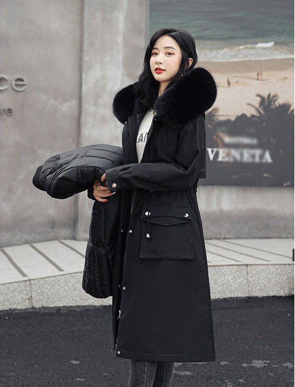 2WAYS 中綿コート レディース パーカーコート ウィンター ライナー取り外し ファー フード付き 