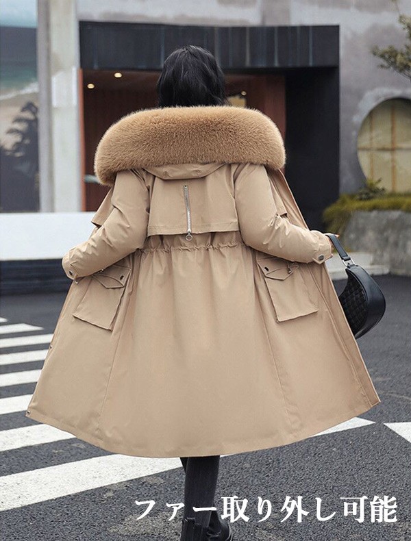 2WAYS 中綿コート レディース パーカーコート ウィンター ライナー取り外し ファー フード付き 
