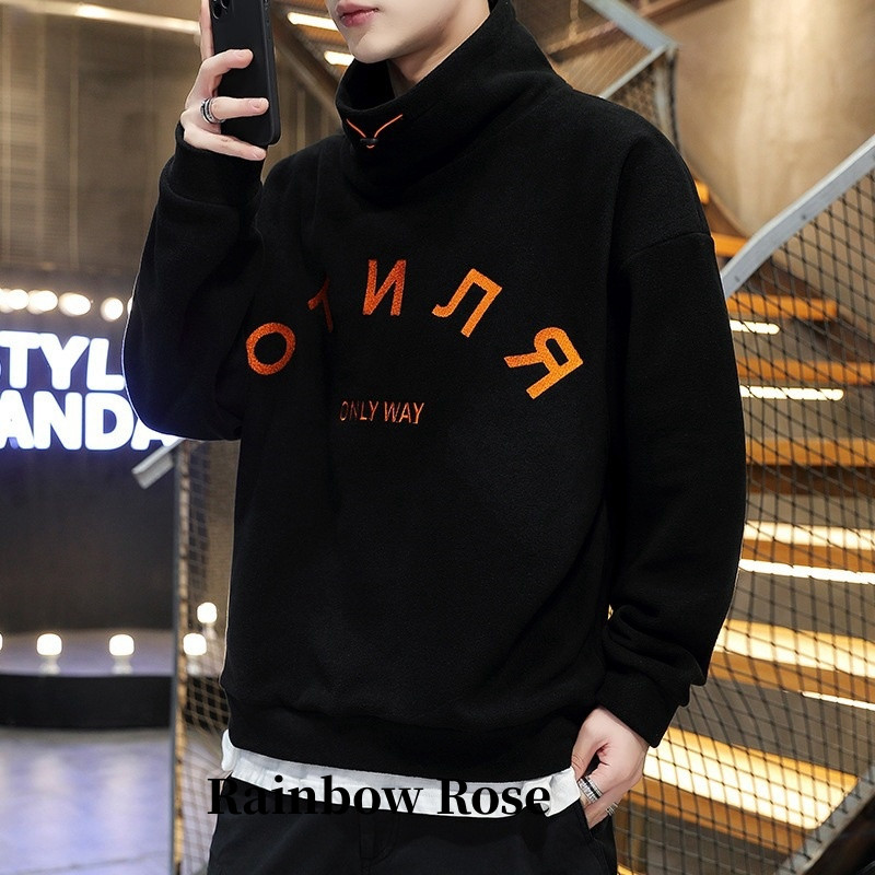 シンプル ビッグシルエット スウェット トップス ハイネック メンズ フード付き プルオーバー 長袖 おしゃれ かっこいい 大きいサイズ 無地 おしゃれ 