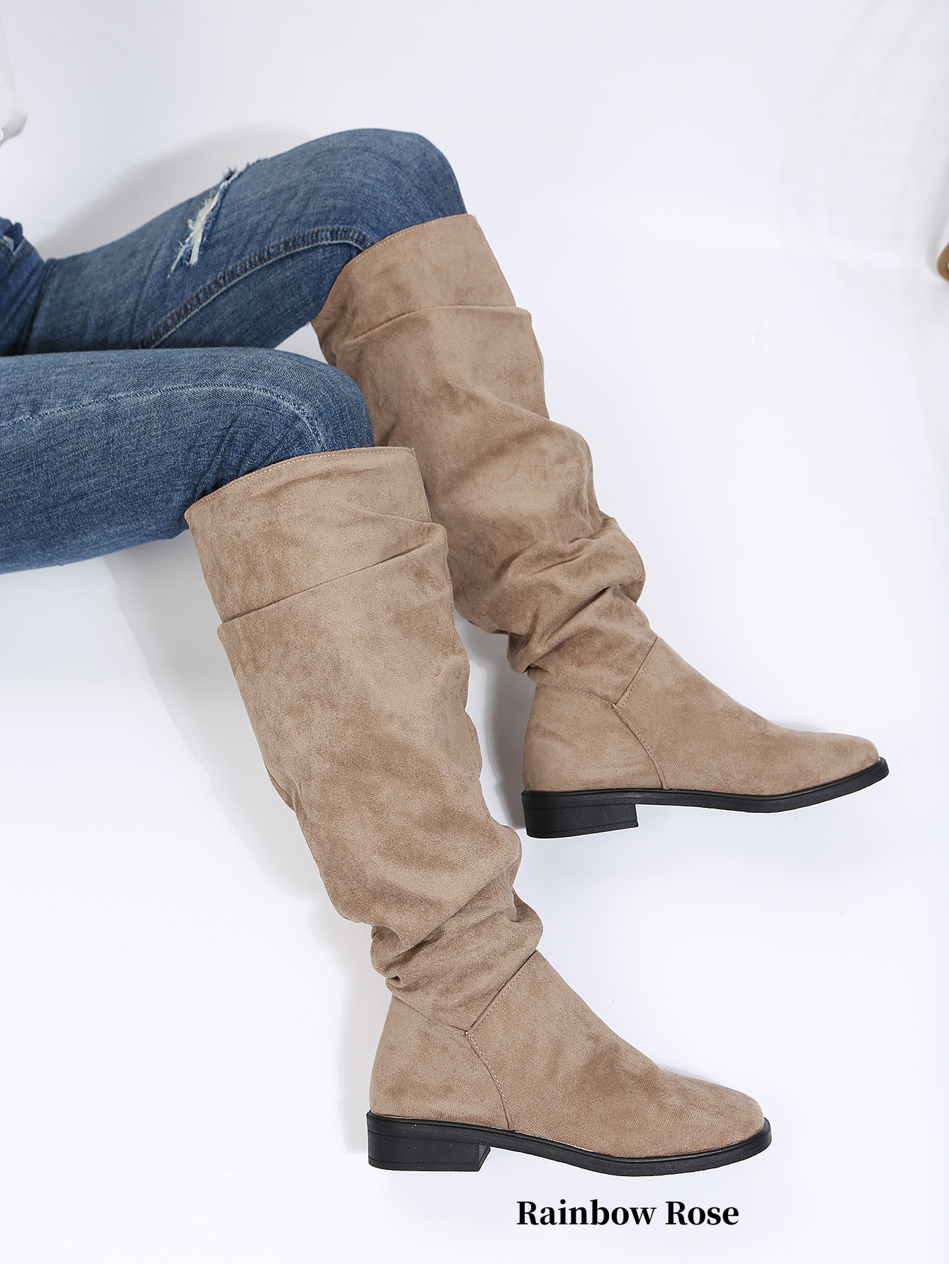 送料無料 ブーツ レディース スエード 防寒 ロング 韓流 カーキ 履きやすい 合成皮革 ファッション 折り返し 歩きやすい ふわふわ 脱ぎやす ブラック 暖かい 