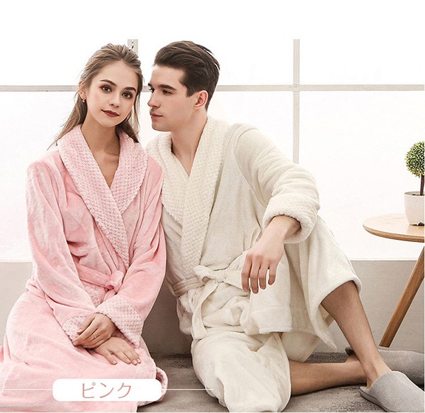 ペアパジャマ 冬 バスローブ メンズ レディース 男女兼用 ロング 厚手 あったか パジャマ 男性 着る毛布 ナイトガウン 部屋着 カップル お風呂上り 女性 暖かい 
