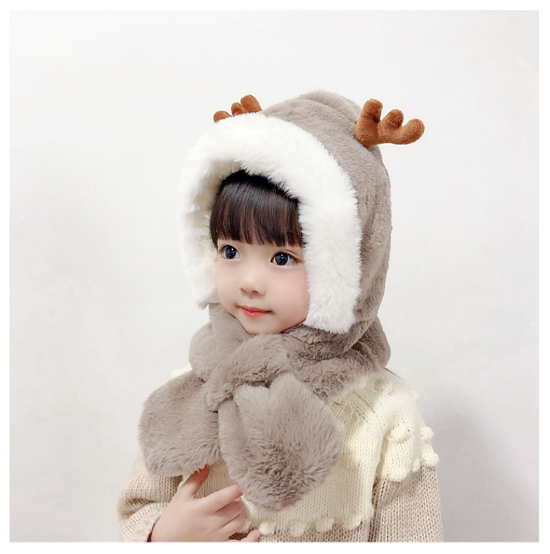キッズフードマフラー 2IN1 マフラー フード 一体型 子ども用 帽子 柔らかい 防寒 冬用品 全5色 かわいい 寒さ対策 ふわふわ ファッション おしゃれ 