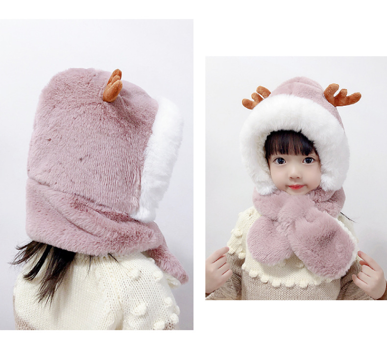 キッズフードマフラー 2IN1 マフラー フード 一体型 子ども用 帽子 柔らかい 防寒 冬用品 全5色 かわいい 寒さ対策 ふわふわ ファッション おしゃれ 