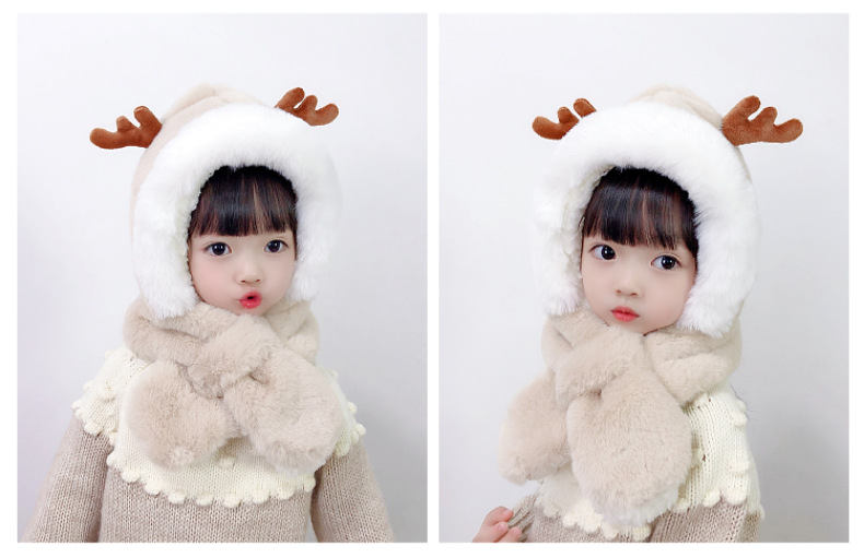 キッズフードマフラー 2IN1 マフラー フード 一体型 子ども用 帽子 柔らかい 防寒 冬用品 全5色 かわいい 寒さ対策 ふわふわ ファッション おしゃれ 