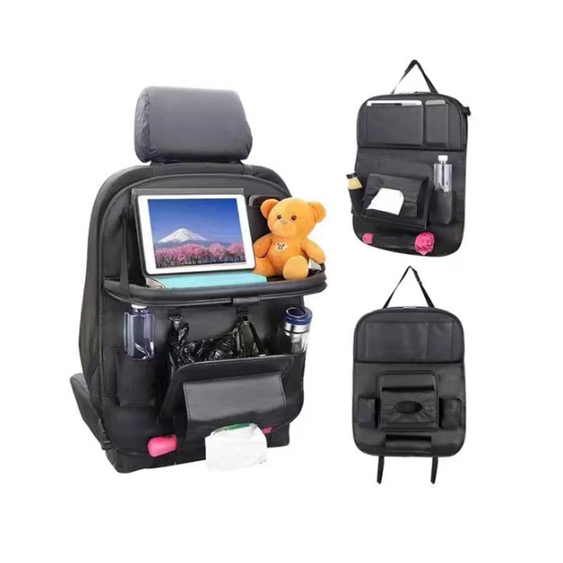 シートバックポケット 車 シートカバー テーブル ゴミ箱 レザー カバー 子供 シート タブレット ドリンクホルダー 後付け ポケット 後部座席 収納 