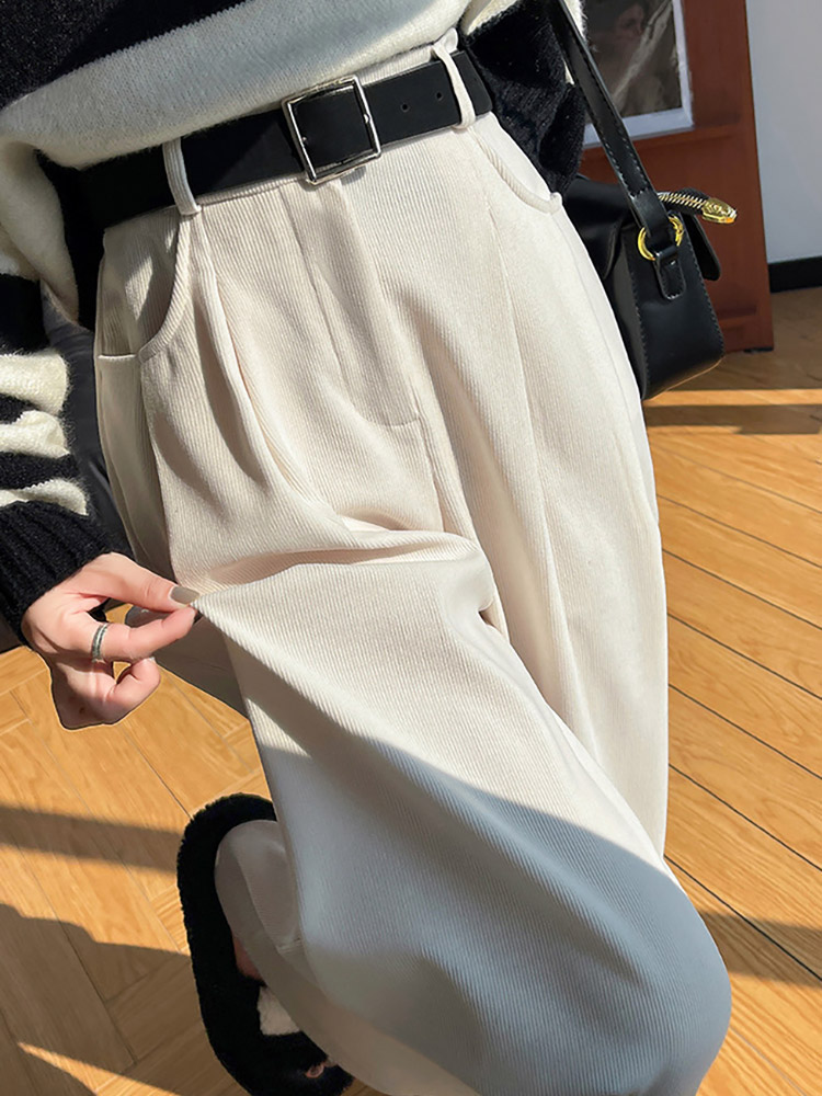 ワイドパンツ レディース コーデュロイ 裏起毛 冬 シンプル ハイウエスト あったか ブラウン 秋冬 ブラウン ベージュ 暖かい 秋 黒 白 