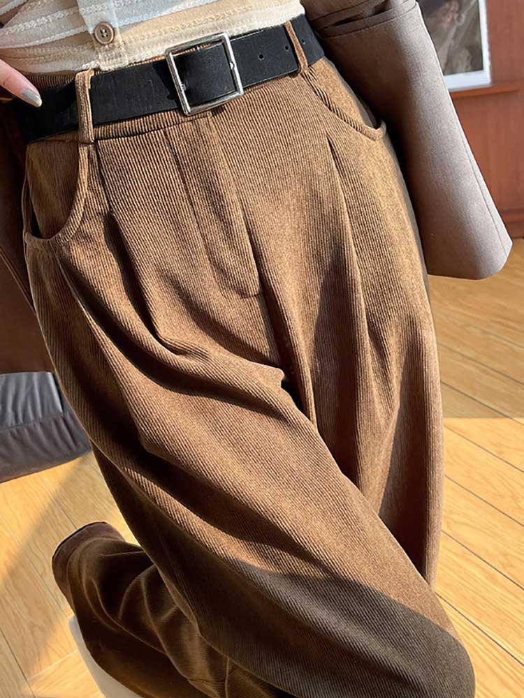ワイドパンツ レディース コーデュロイ 裏起毛 冬 シンプル ハイウエスト あったか ブラウン 秋冬 ブラウン ベージュ 暖かい 秋 黒 白 