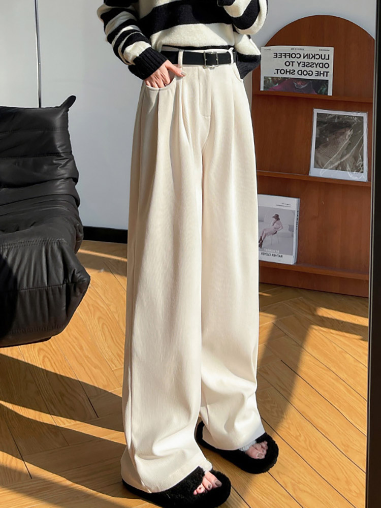 ワイドパンツ レディース コーデュロイ 裏起毛 冬 シンプル ハイウエスト あったか ブラウン 秋冬 ブラウン ベージュ 暖かい 秋 黒 白 