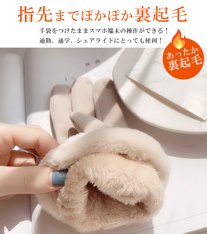 手袋 レディース 裏起毛 秋冬 おしゃれ かわいい 手ぶくろ 防風保温 タブレット スマホ 寒さ対策 裏起毛 防寒 暖かい 