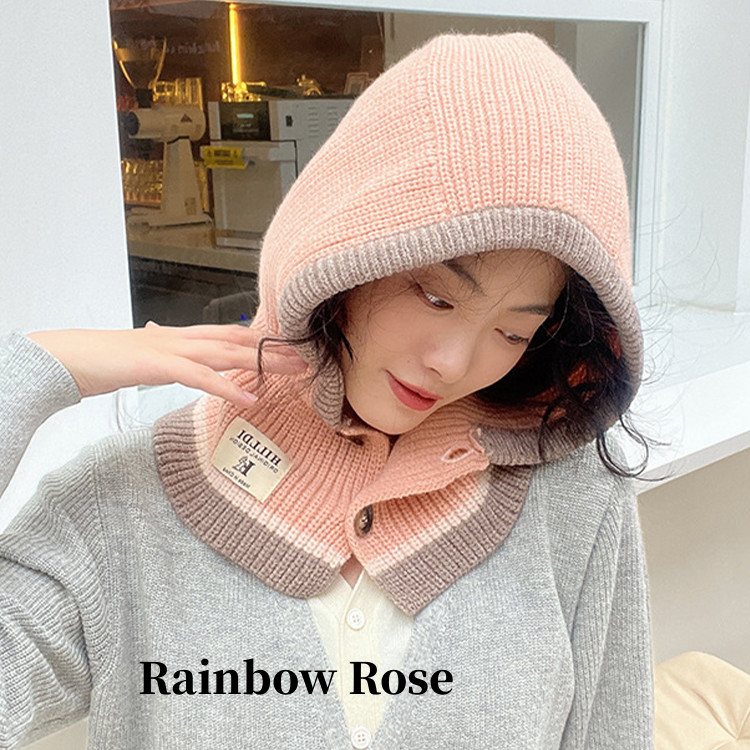 フード付きネックウォーマー ニット フードウォーマー バラクラバ フード 付き ボタン外れる ネックウォーマー ニットキャッ スヌード フェイスガード マフラー 