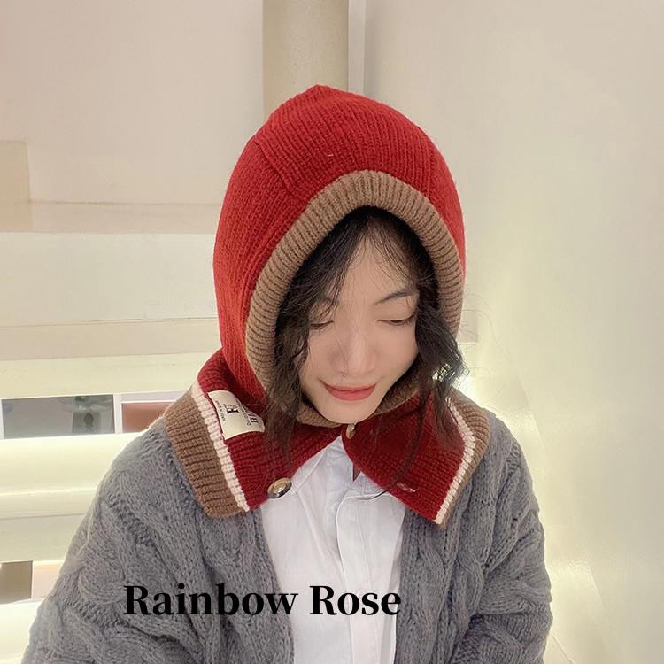 フード付きネックウォーマー ニット フードウォーマー バラクラバ フード 付き ボタン外れる ネックウォーマー ニットキャッ スヌード フェイスガード マフラー 