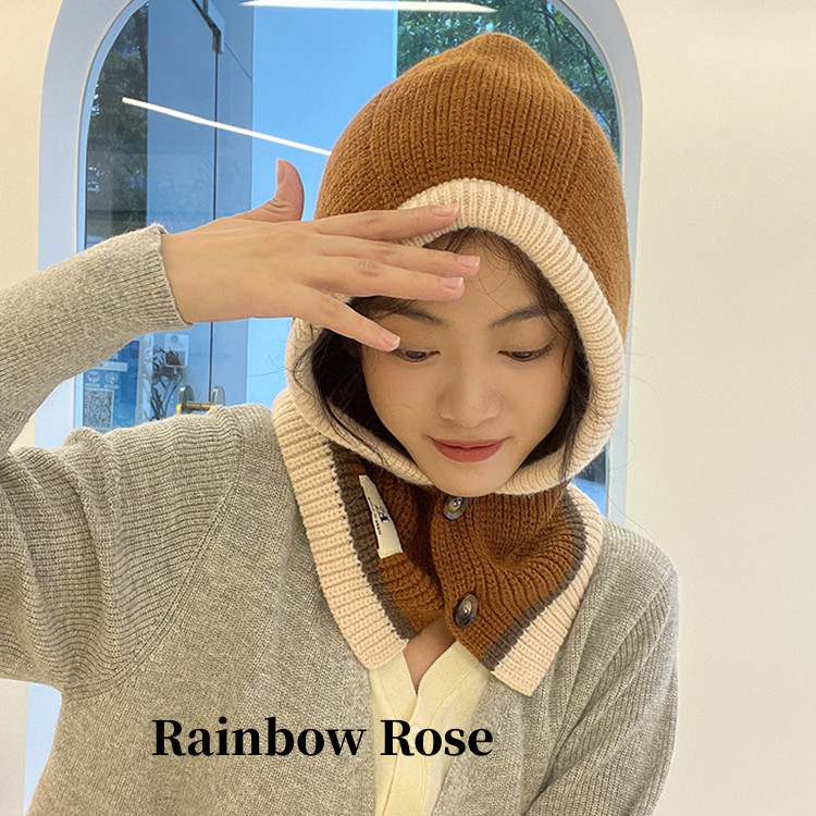 フード付きネックウォーマー ニット フードウォーマー バラクラバ フード 付き ボタン外れる ネックウォーマー ニットキャッ スヌード フェイスガード マフラー 