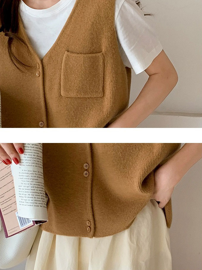 ニットベスト レディース Vネック 前開き セーター トップス カジュアル 送料無料 ノースリーブ レイヤード ゆったり おしゃれ 重ね着 カーディガン アウター 