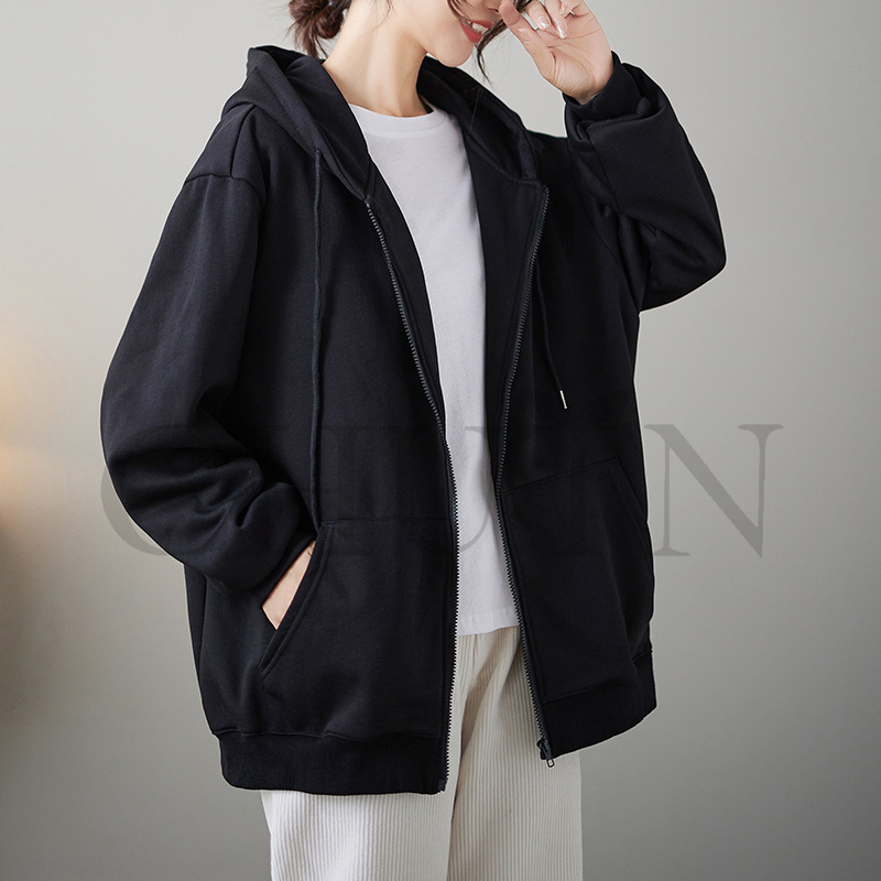 春レディース 秋冬 ゆったり フード厚手アウター 長袖 韓国風 ジップアップシンプル コーデ全７色 お出かけ カジュアル 体型カバー 