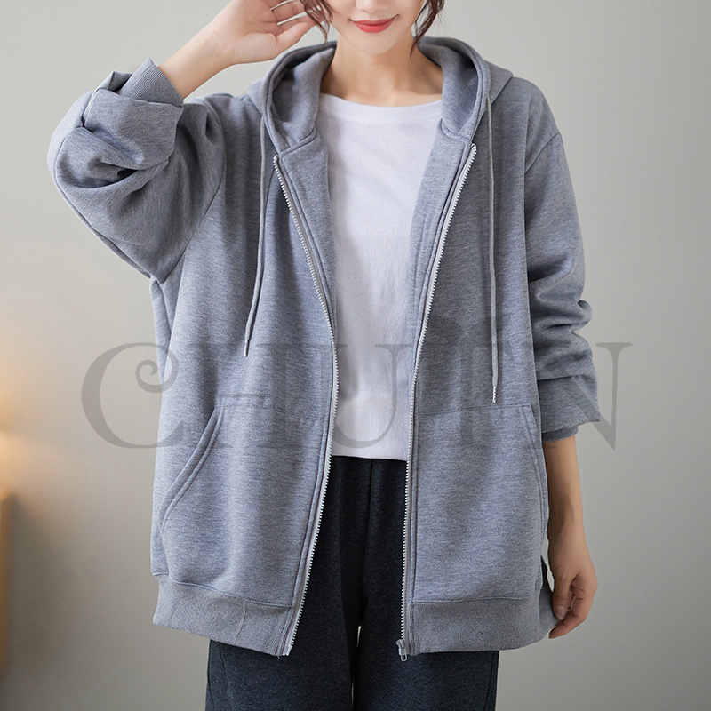 春レディース 秋冬 ゆったり フード厚手アウター 長袖 韓国風 ジップアップシンプル コーデ全７色 お出かけ カジュアル 体型カバー 