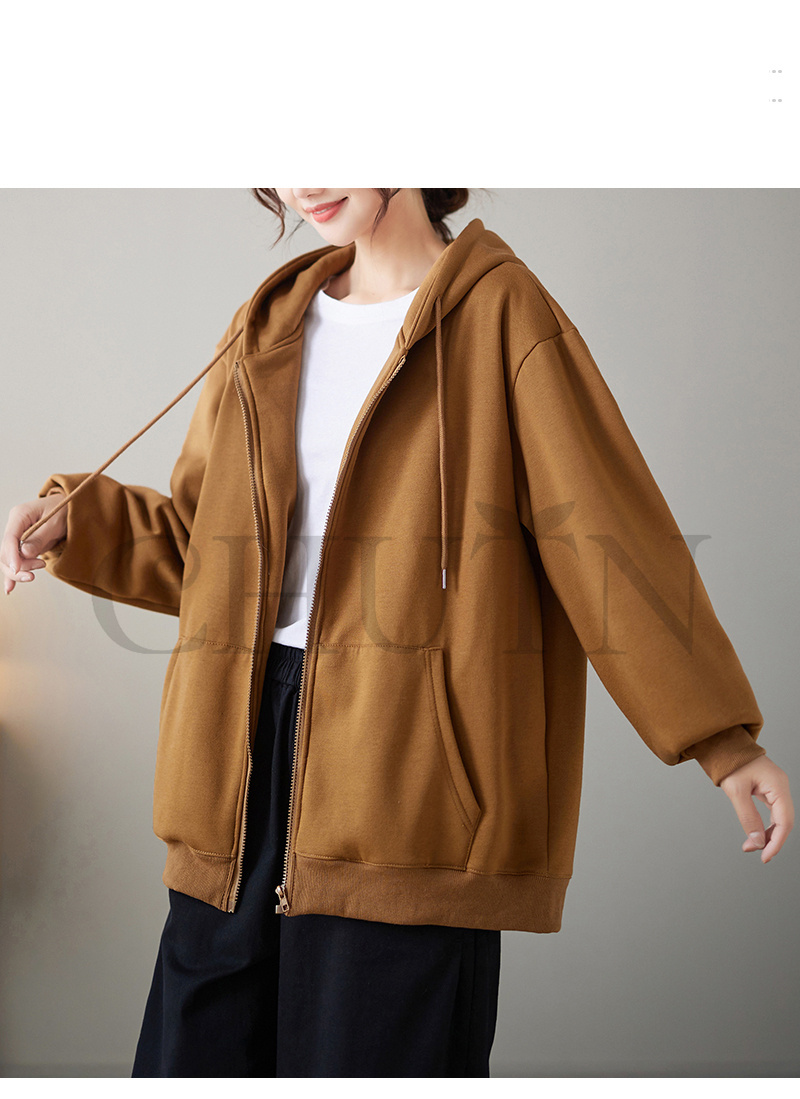 春レディース 秋冬 ゆったり フード厚手アウター 長袖 韓国風 ジップアップシンプル コーデ全７色 お出かけ カジュアル 体型カバー 