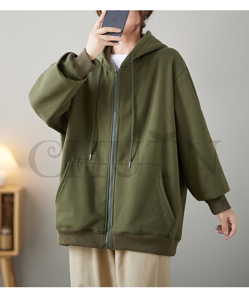 春レディース 秋冬 ゆったり フード厚手アウター 長袖 韓国風 ジップアップシンプル コーデ全７色 お出かけ カジュアル 体型カバー 