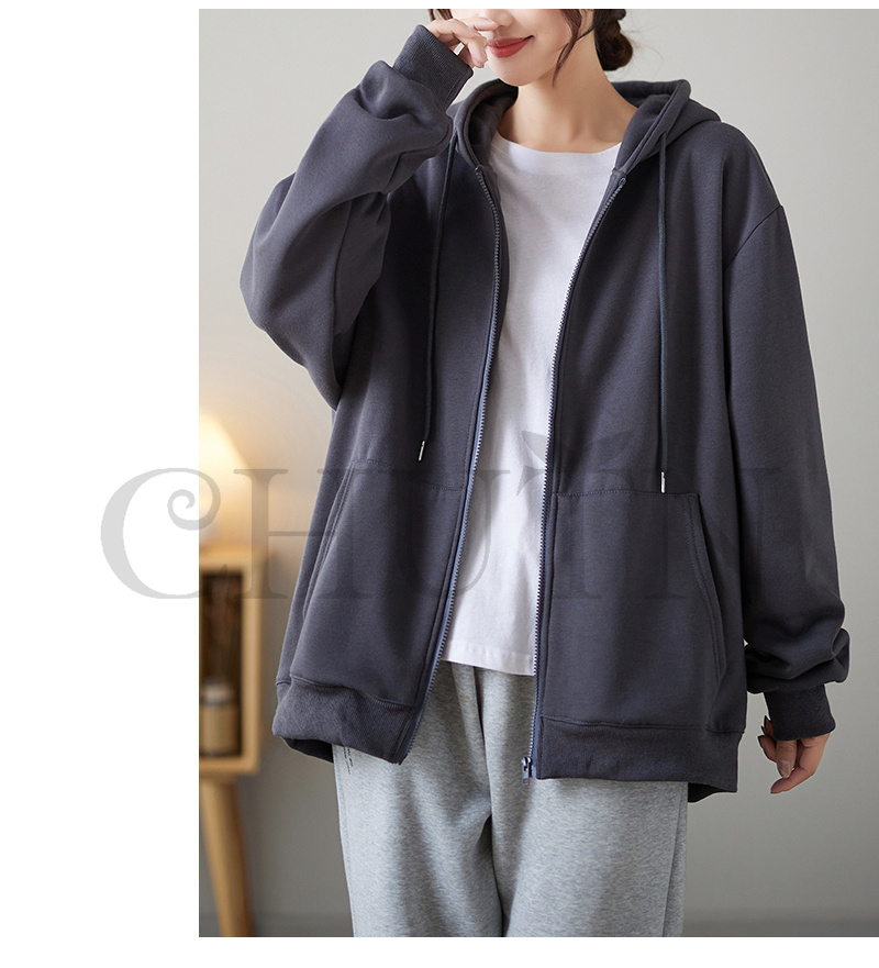春レディース 秋冬 ゆったり フード厚手アウター 長袖 韓国風 ジップアップシンプル コーデ全７色 お出かけ カジュアル 体型カバー 