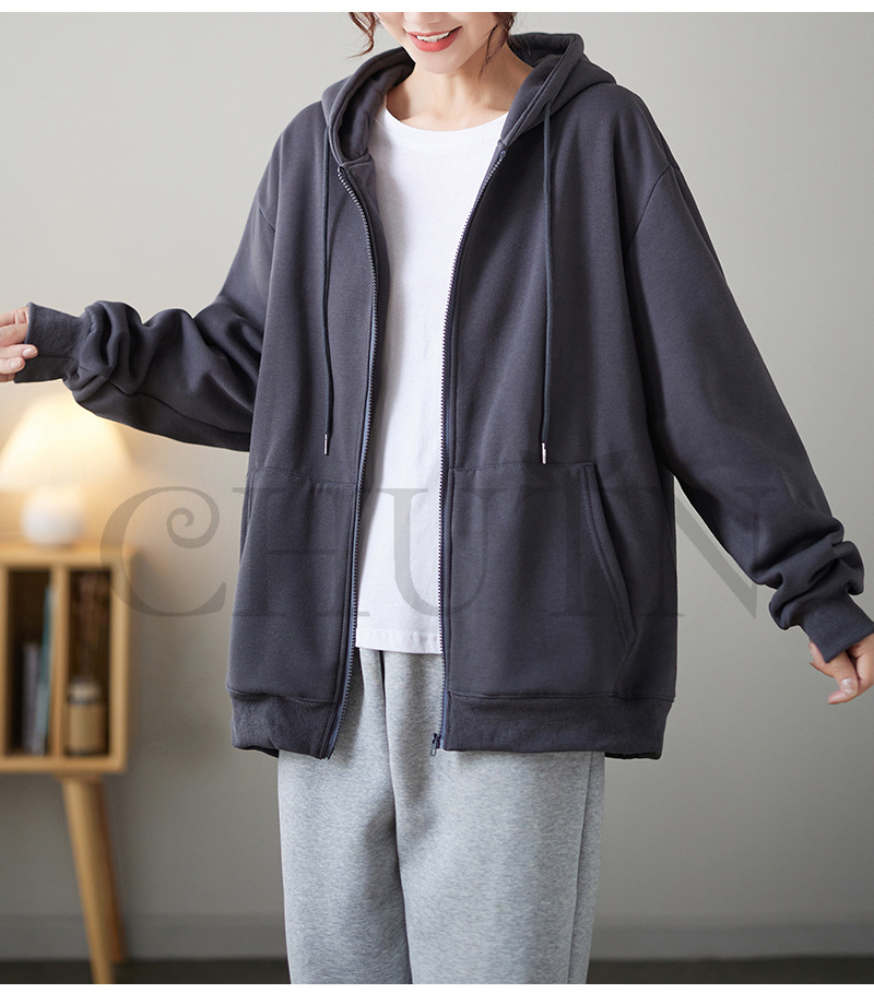 春レディース 秋冬 ゆったり フード厚手アウター 長袖 韓国風 ジップアップシンプル コーデ全７色 お出かけ カジュアル 体型カバー 