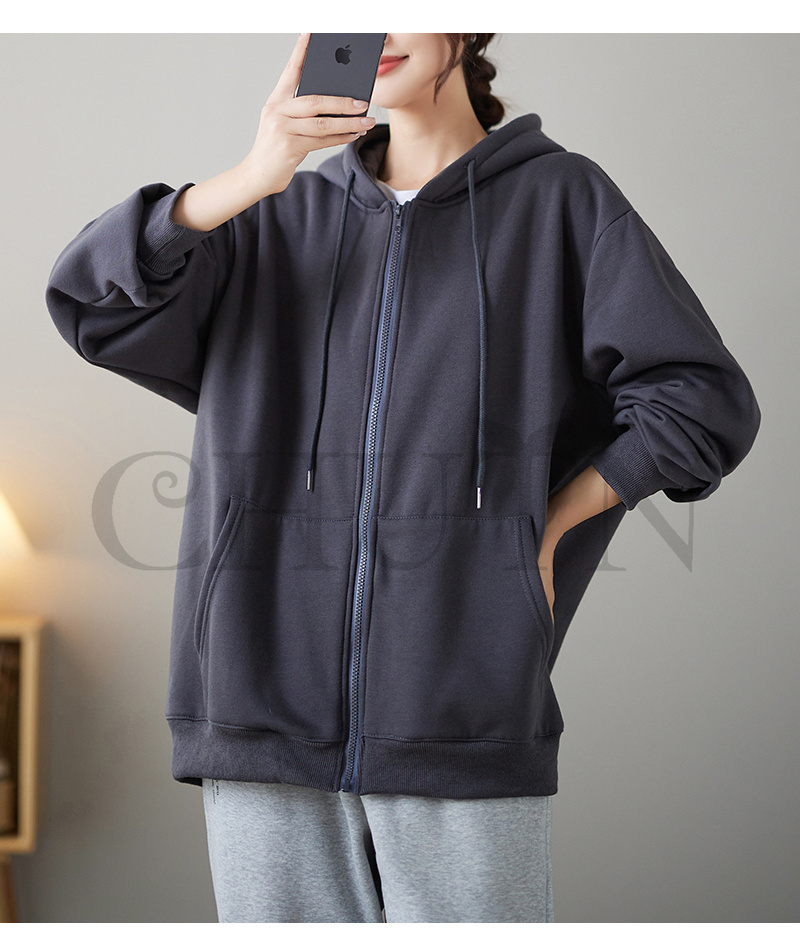 春レディース 秋冬 ゆったり フード厚手アウター 長袖 韓国風 ジップアップシンプル コーデ全７色 お出かけ カジュアル 体型カバー 
