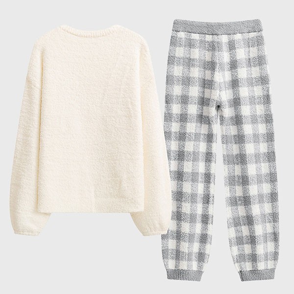 ルームウェア もこもこ パジャマ 冬 長袖 上下セット 大人用 寝巻き 部屋着 。 あったか 暖かい ふわふわ モコモコ 