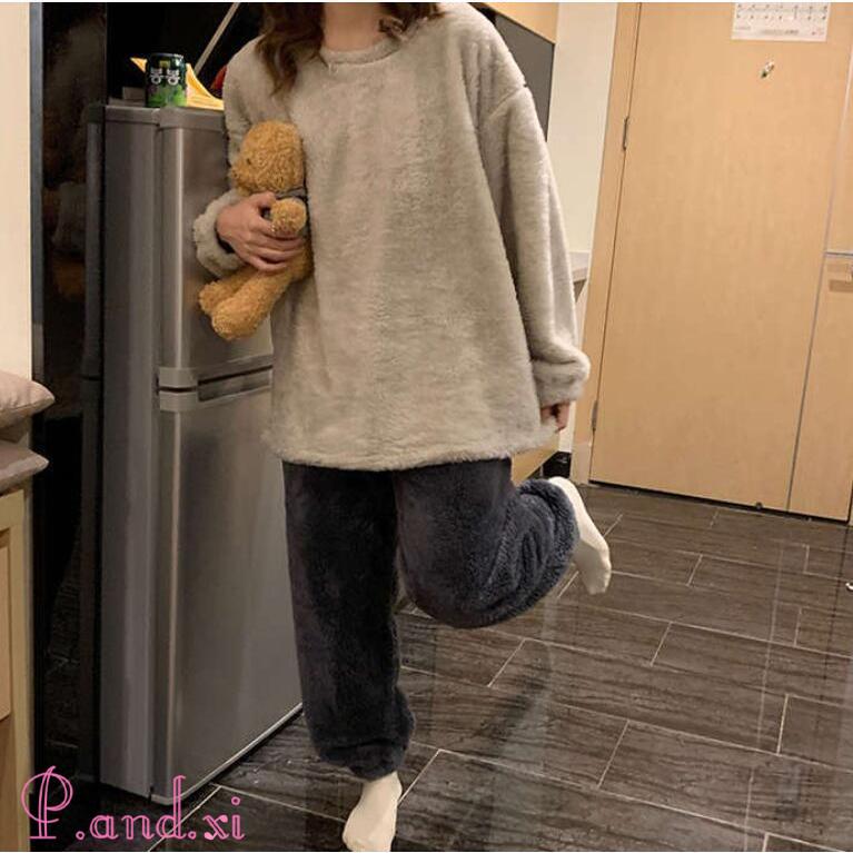 ルームウェア レディース 長袖 もこもこ セットアップ パジャマ ボア ふわふわ 寝巻き 上下セット 着る毛布 防寒 部屋着 可愛い 裏起毛 あったか 秋冬 