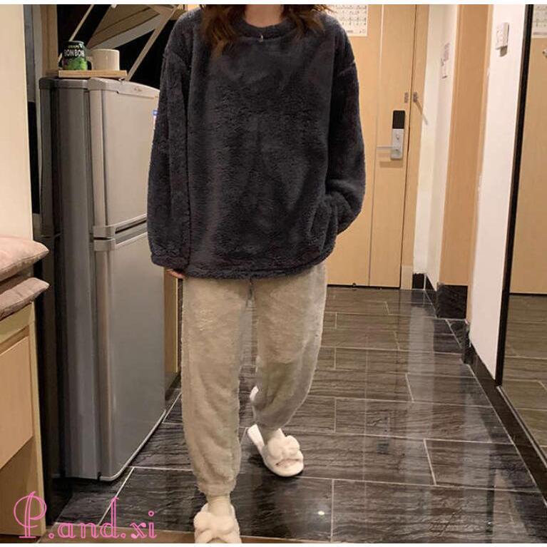 ルームウェア レディース 長袖 もこもこ セットアップ パジャマ ボア ふわふわ 寝巻き 上下セット 着る毛布 防寒 部屋着 可愛い 裏起毛 あったか 秋冬 