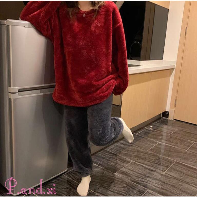 ルームウェア レディース 長袖 もこもこ セットアップ パジャマ ボア ふわふわ 寝巻き 上下セット 着る毛布 防寒 部屋着 可愛い 裏起毛 あったか 秋冬 