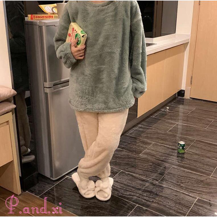 ルームウェア レディース 長袖 もこもこ セットアップ パジャマ ボア ふわふわ 寝巻き 上下セット 着る毛布 防寒 部屋着 可愛い 裏起毛 あったか 秋冬 