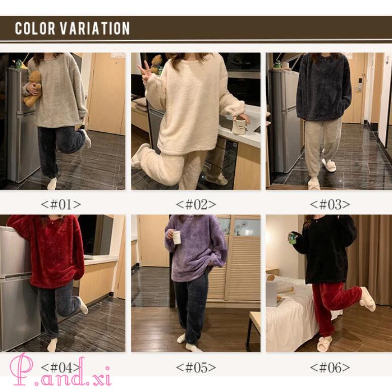 ルームウェア レディース 長袖 もこもこ セットアップ パジャマ ボア ふわふわ 寝巻き 上下セット 着る毛布 防寒 部屋着 可愛い 裏起毛 あったか 秋冬 