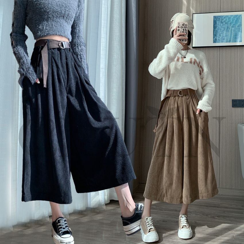 おしゃれガウチョパンツワイドパンツ レディースボコーデュロイロングパンツ 春夏 パンツワイドパンツ大きいサイズパンツOLオフィスガウチョパンツ  