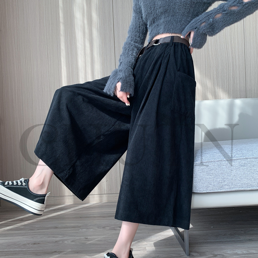 おしゃれガウチョパンツワイドパンツ レディースボコーデュロイロングパンツ 春夏 パンツワイドパンツ大きいサイズパンツOLオフィスガウチョパンツ  