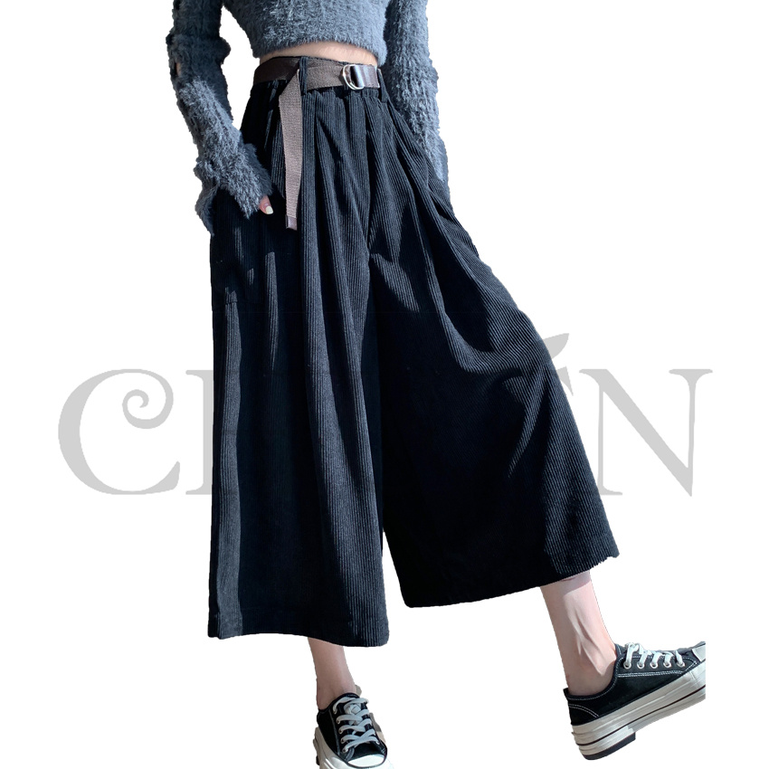 おしゃれガウチョパンツワイドパンツ レディースボコーデュロイロングパンツ 春夏 パンツワイドパンツ大きいサイズパンツOLオフィスガウチョパンツ  