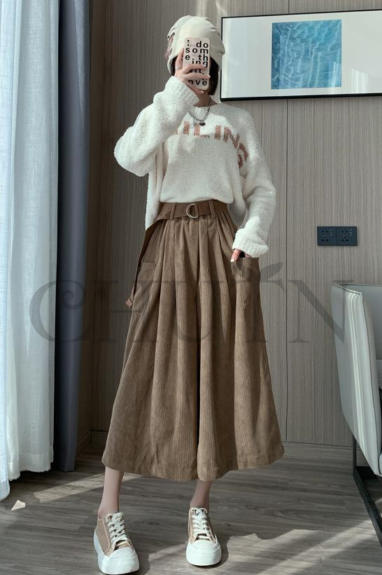 おしゃれガウチョパンツワイドパンツ レディースボコーデュロイロングパンツ 春夏 パンツワイドパンツ大きいサイズパンツOLオフィスガウチョパンツ  