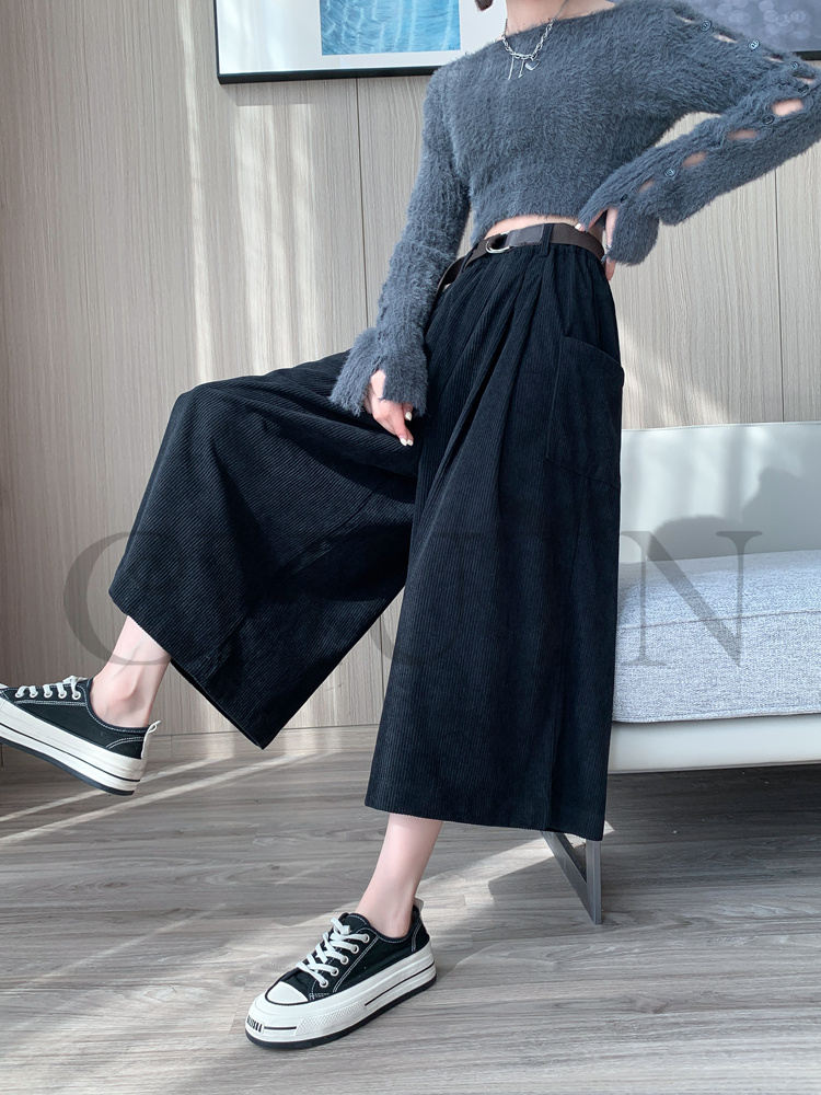 おしゃれガウチョパンツワイドパンツ レディースボコーデュロイロングパンツ 春夏 パンツワイドパンツ大きいサイズパンツOLオフィスガウチョパンツ  