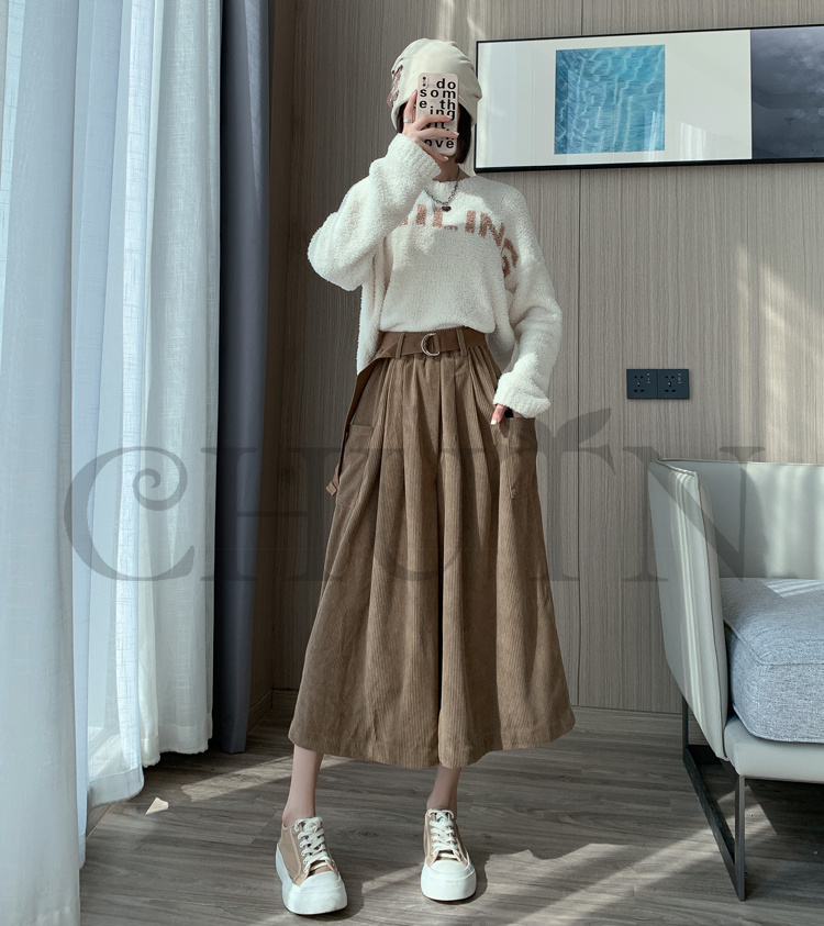 おしゃれガウチョパンツワイドパンツ レディースボコーデュロイロングパンツ 春夏 パンツワイドパンツ大きいサイズパンツOLオフィスガウチョパンツ  