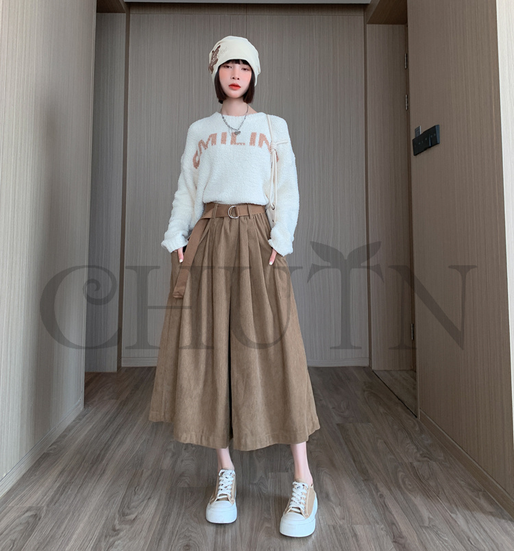 おしゃれガウチョパンツワイドパンツ レディースボコーデュロイロングパンツ 春夏 パンツワイドパンツ大きいサイズパンツOLオフィスガウチョパンツ  