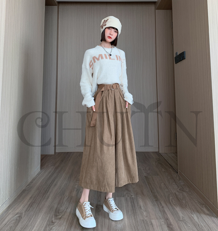 おしゃれガウチョパンツワイドパンツ レディースボコーデュロイロングパンツ 春夏 パンツワイドパンツ大きいサイズパンツOLオフィスガウチョパンツ  