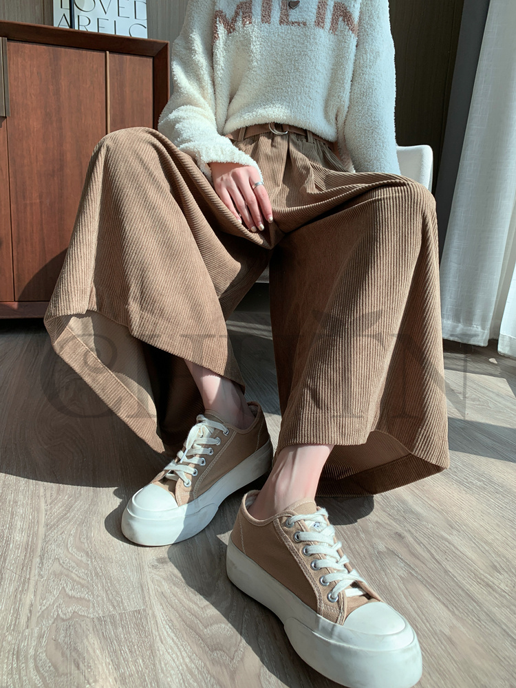 おしゃれガウチョパンツワイドパンツ レディースボコーデュロイロングパンツ 春夏 パンツワイドパンツ大きいサイズパンツOLオフィスガウチョパンツ  