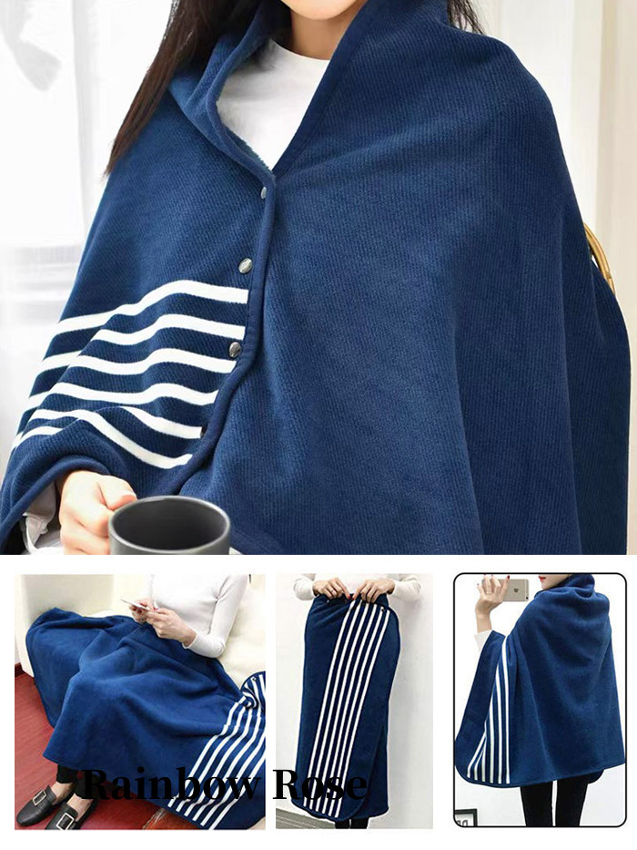 送料無料 ブランケット ひざ掛け ボタン付き ストール大判 ふわふわ ポンチョ ショート レディース 着る毛布 オシャレ 裏起毛 防寒膝かけ 毛布 北欧 肩掛け 