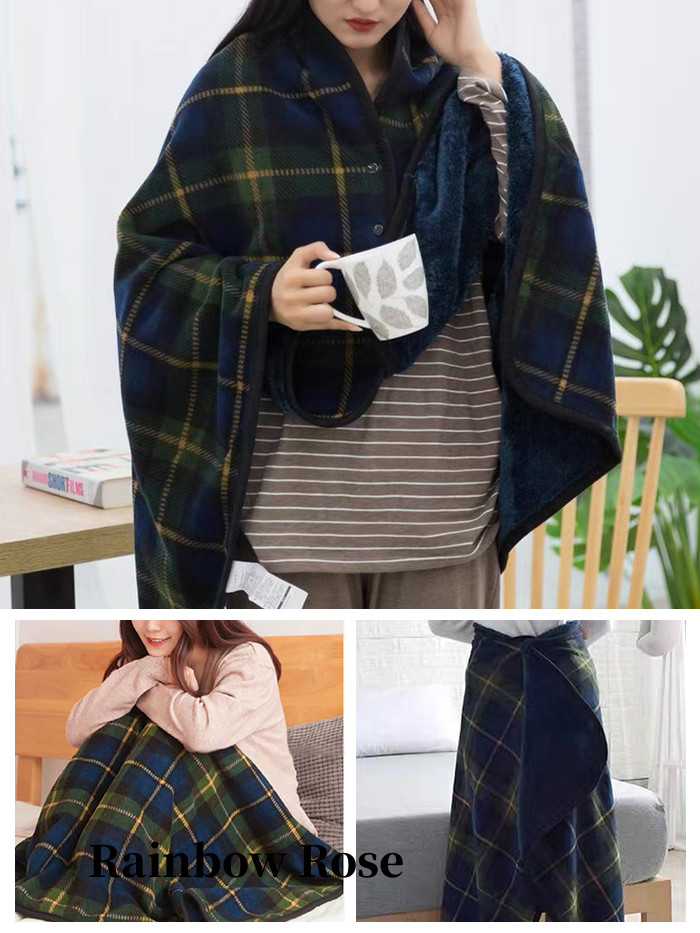 送料無料 ブランケット ひざ掛け ボタン付き ストール大判 ふわふわ ポンチョ ショート レディース 着る毛布 オシャレ 裏起毛 防寒膝かけ 毛布 北欧 肩掛け 