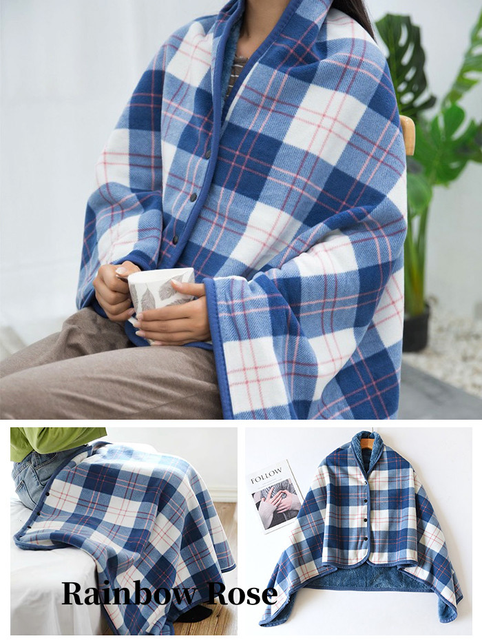 送料無料 ブランケット ひざ掛け ボタン付き ストール大判 ふわふわ ポンチョ ショート レディース 着る毛布 オシャレ 裏起毛 防寒膝かけ 毛布 北欧 肩掛け 