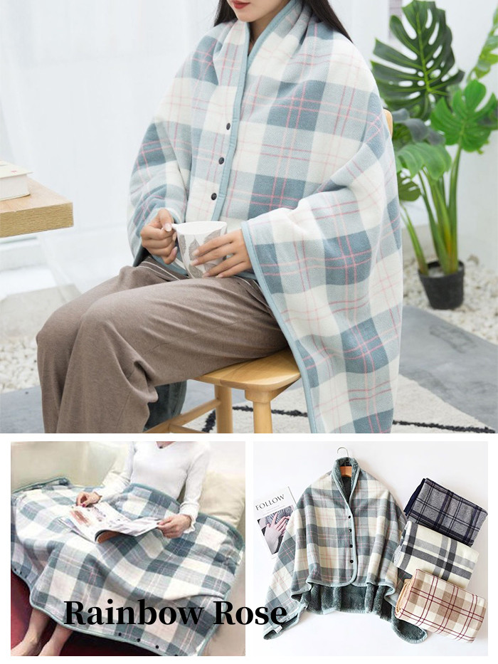 送料無料 ブランケット ひざ掛け ボタン付き ストール大判 ふわふわ ポンチョ ショート レディース 着る毛布 オシャレ 裏起毛 防寒膝かけ 毛布 北欧 肩掛け 